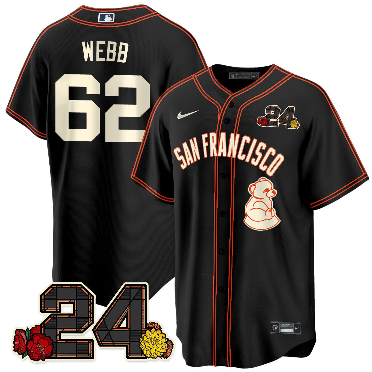 Men's San Francisco Giants 2024 Willie Mays Patch Vapor Premier Limited Jersey V2 - All Stitched - Black Limited, Logan Webb