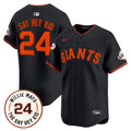 Men's San Francisco Giants 2024 Willie Mays Patch Vapor Premier Limited Jersey V6 - All Stitched - Black, Willie Mays
