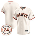 Men's San Francisco Giants 2024 Willie Mays Patch Vapor Premier Limited Jersey V6 - All Stitched - Cream, Team