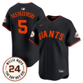 Men's San Francisco Giants 2024 Willie Mays Patch Vapor Premier Limited Jersey V6 - All Stitched - Black, Mike Yastrzemski