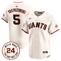 Men's San Francisco Giants 2024 Willie Mays Patch Vapor Premier Limited Jersey V6 - All Stitched - Cream, Mike Yastrzemski