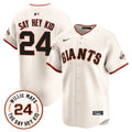 Men's San Francisco Giants 2024 Willie Mays Patch Vapor Premier Limited Jersey V6 - All Stitched - Cream, Willie Mays