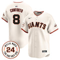 Men's San Francisco Giants 2024 Willie Mays Patch Vapor Premier Limited Jersey V6 - All Stitched - Cream, Michael Conforto