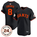 Men's San Francisco Giants 2024 Willie Mays Patch Vapor Premier Limited Jersey V6 - All Stitched - Black, Michael Conforto