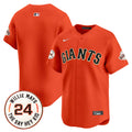 Men's San Francisco Giants 2024 Willie Mays Patch Vapor Premier Limited Jersey V6 - All Stitched - Orange, Team