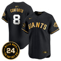 Men's San Francisco Giants 2024 Willie Mays Patch Vapor Premier Limited Jersey V6 - All Stitched - Black Gold, Michael Conforto