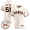Men's San Francisco Giants 2024 Willie Mays Patch Vapor Premier Limited Jersey V6 - All Stitched - Cream, Jung Hoo Lee