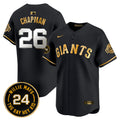 Men's San Francisco Giants 2024 Willie Mays Patch Vapor Premier Limited Jersey V6 - All Stitched - Black Gold, Matt Chapman