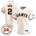 Men's San Francisco Giants 2024 Willie Mays Patch Vapor Premier Limited Jersey V6 - All Stitched - Cream, Jorge Soler