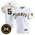 Men's San Francisco Giants 2024 Willie Mays Patch Vapor Premier Limited Jersey V6 - All Stitched - White Gold, Mike Yastrzemski