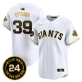 Men's San Francisco Giants 2024 Willie Mays Patch Vapor Premier Limited Jersey V6 - All Stitched - White Gold, Thairo Estrada
