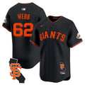 Men's San Francisco Giants California Patch Vapor Premier Limited Jersey - All Stitched - Black, Logan Webb