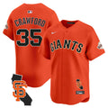 Men's San Francisco Giants California Patch Vapor Premier Limited Jersey - All Stitched - Orange, Brandon Crawford