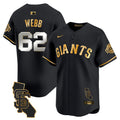 Men's San Francisco Giants California Patch Vapor Premier Limited Jersey - All Stitched - Black Gold, Logan Webb