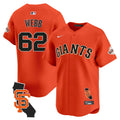 Men's San Francisco Giants California Patch Vapor Premier Limited Jersey - All Stitched - Orange, Logan Webb