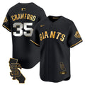 Men's San Francisco Giants California Patch Vapor Premier Limited Jersey - All Stitched - Black Gold, Brandon Crawford
