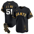 Men's San Francisco Giants California Patch Vapor Premier Limited Jersey - All Stitched - Black Gold, Jung Hoo Lee