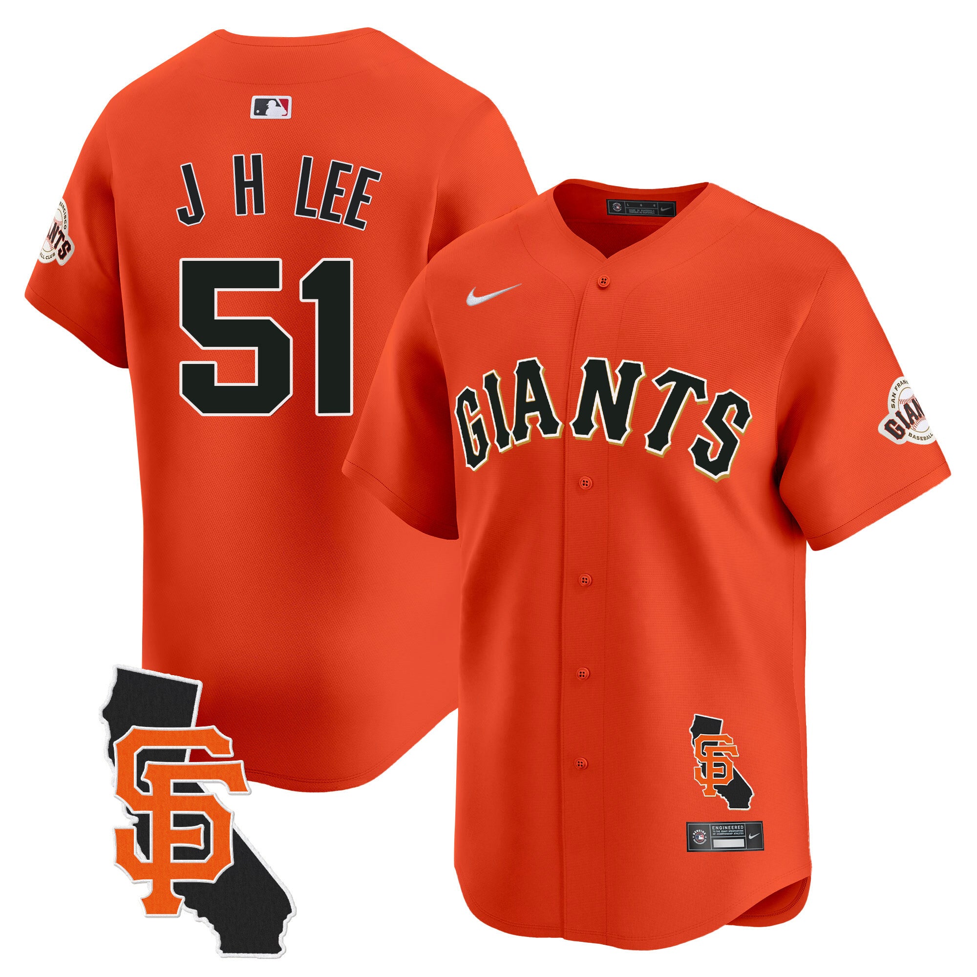 Men's San Francisco Giants California Patch Vapor Premier Limited Jersey - All Stitched - Orange, Jung Hoo Lee