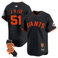 Men's San Francisco Giants California Patch Vapor Premier Limited Jersey - All Stitched - Black, Jung Hoo Lee