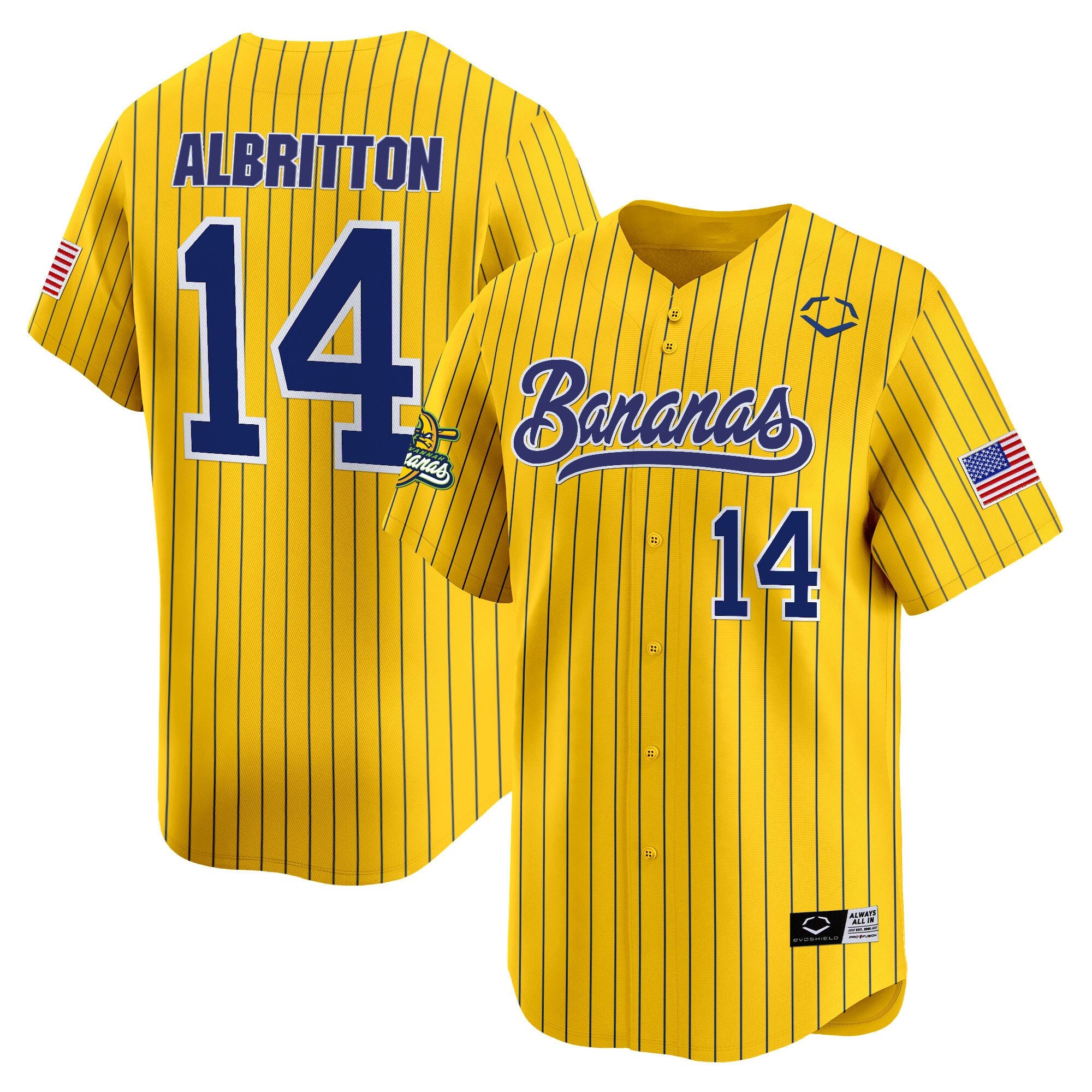 Men's Savannah Bananas Vapor Premier Limited Jersey - All stitched - Pinstripe, Dakota Albritton