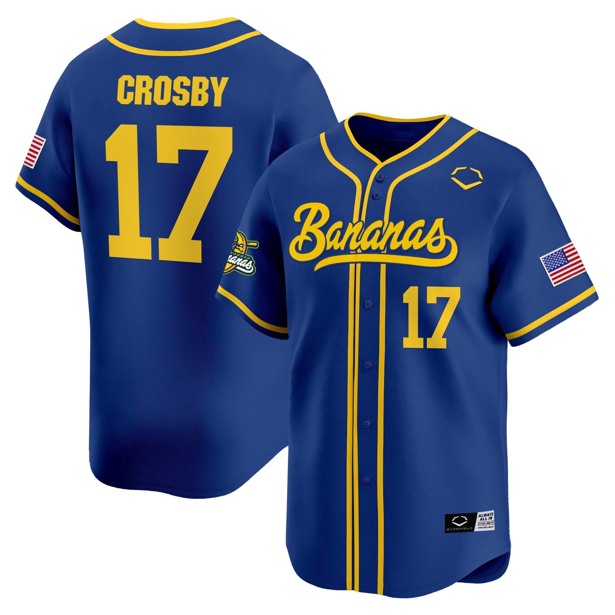 Men's Savannah Bananas Vapor Premier Limited Jersey - All stitched - Royal, Brandon Crosby