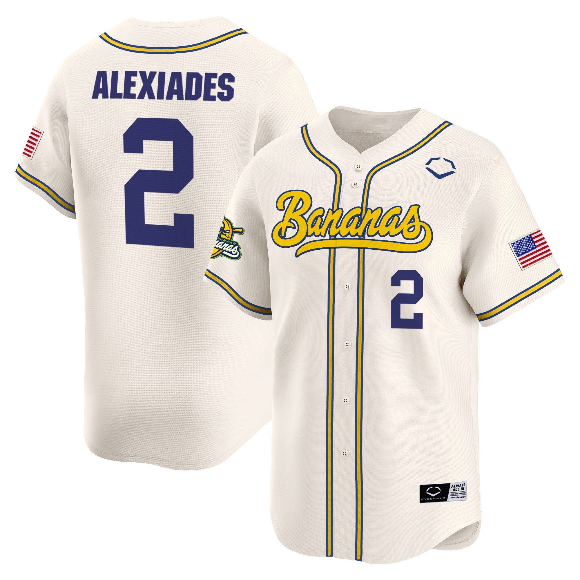 Men's Savannah Bananas Vapor Premier Limited Jersey - All stitched - Cream, Reese Alexiades