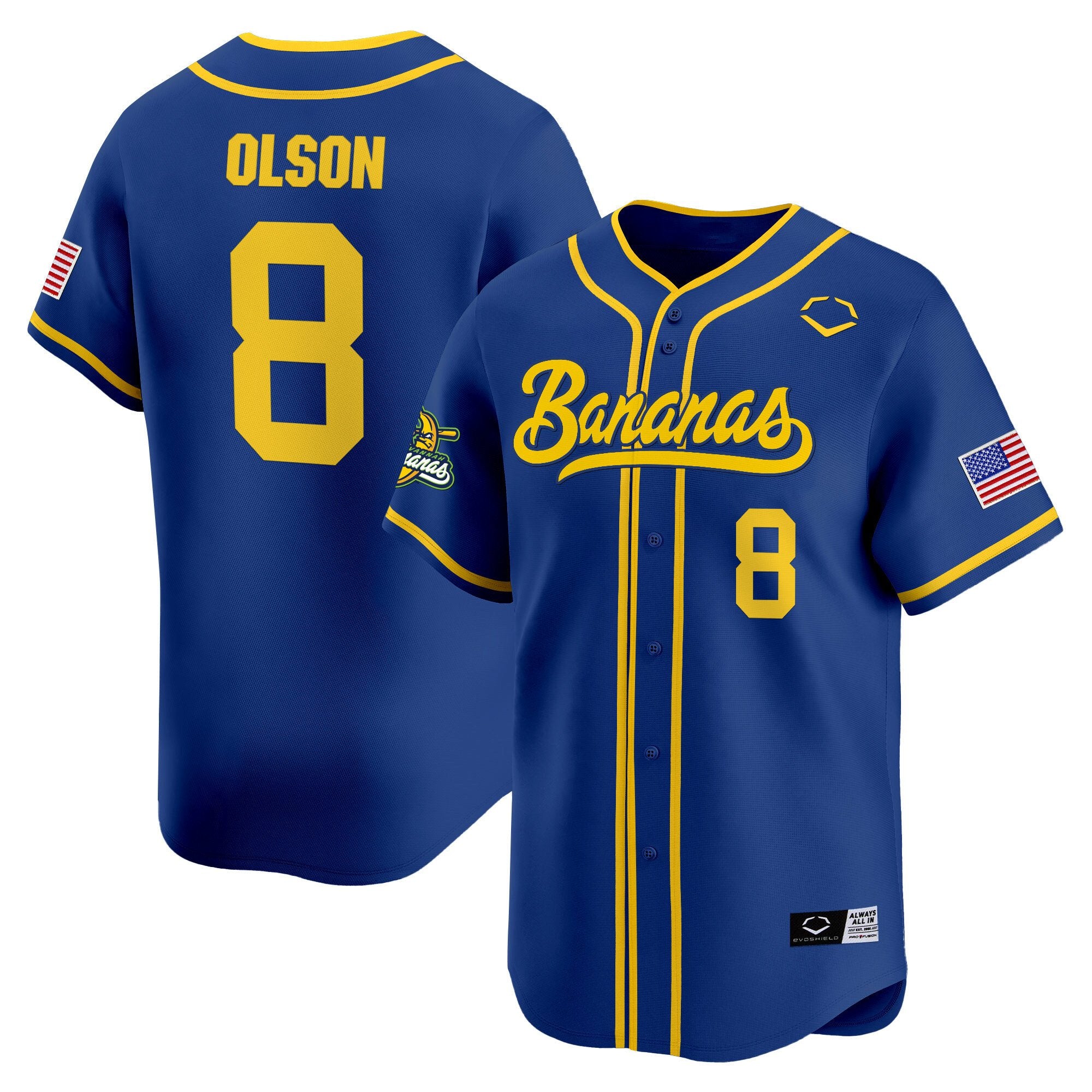 Men's Savannah Bananas Vapor Premier Limited Jersey - All stitched - Royal, Jackson Olson