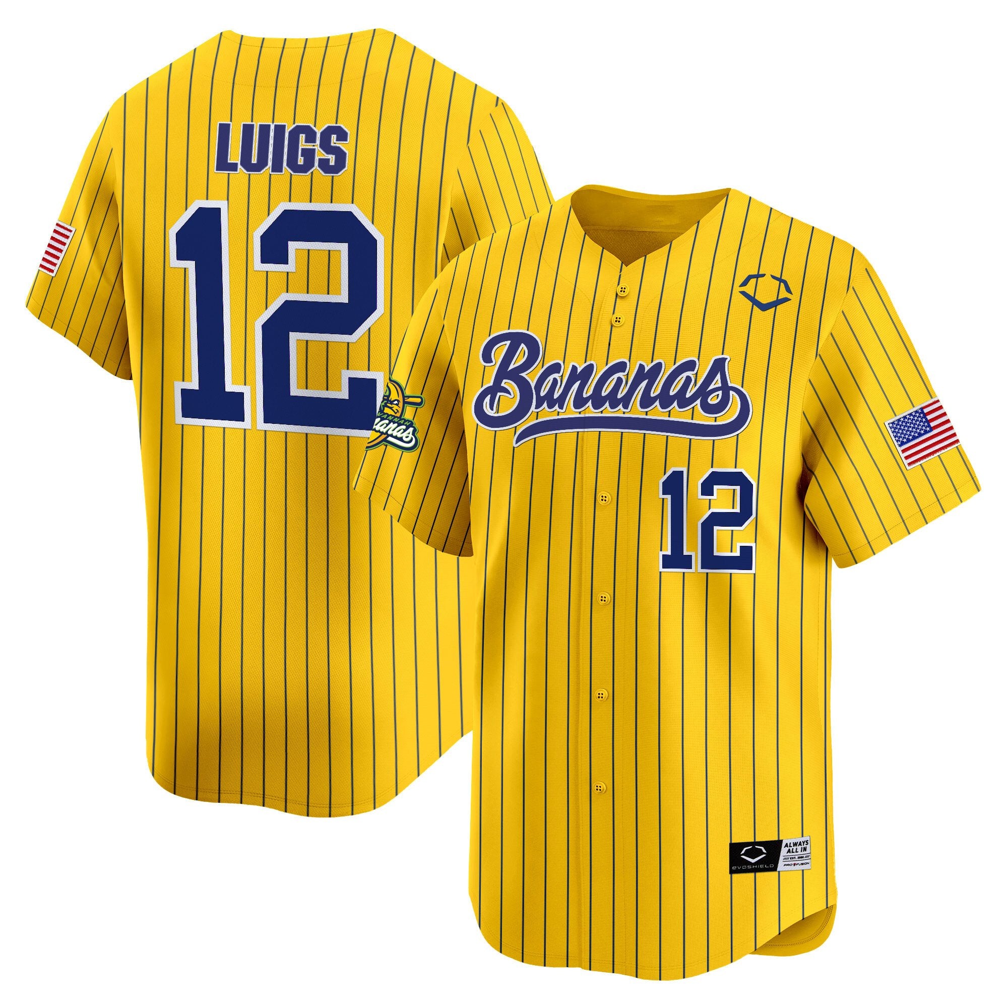 Men's Savannah Bananas Vapor Premier Limited Jersey - All stitched - Pinstripe, Kyle Luigs