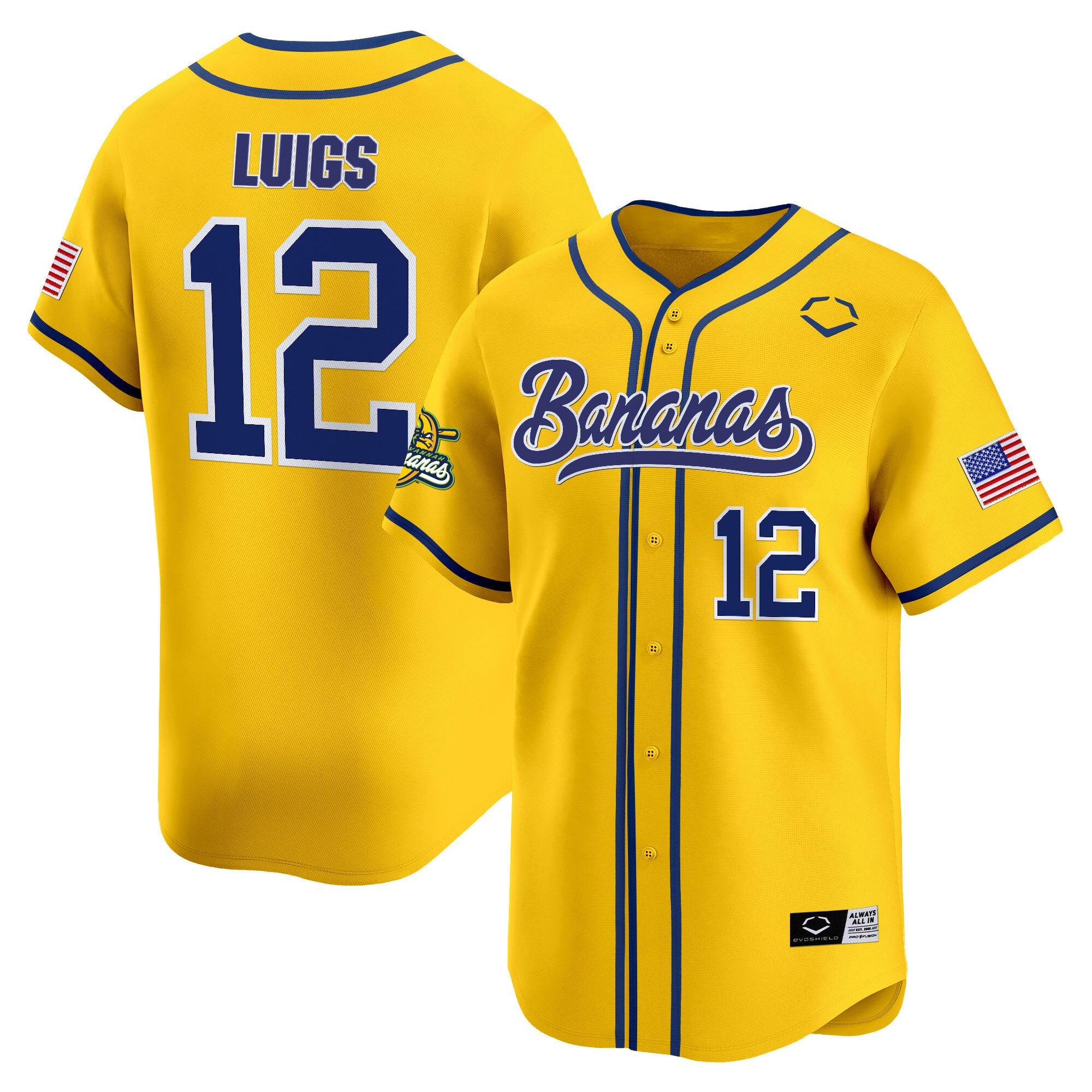 Men's Savannah Bananas Vapor Premier Limited Jersey - All stitched - Yellow, Kyle Luigs