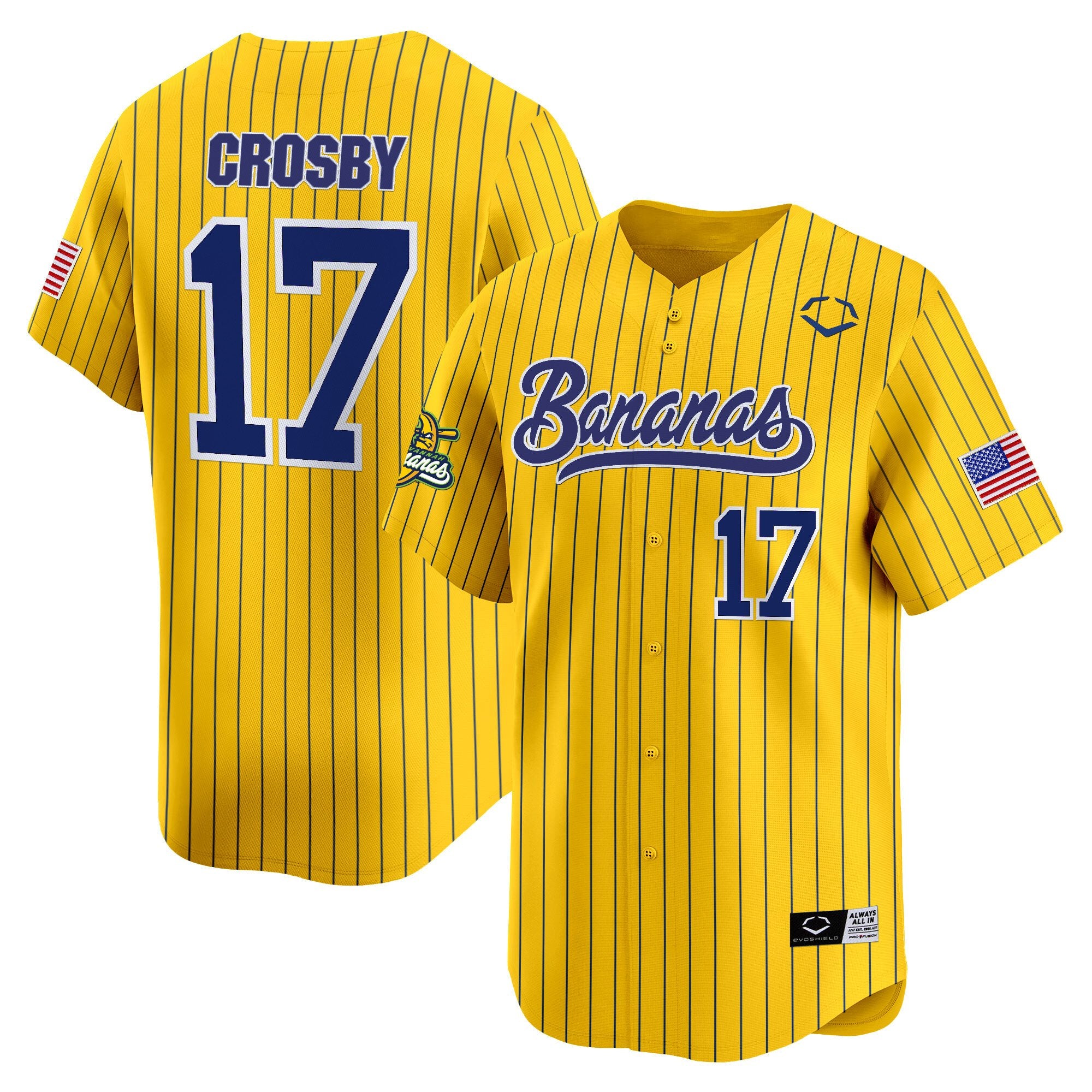 Men's Savannah Bananas Vapor Premier Limited Jersey - All stitched - Pinstripe, Brandon Crosby