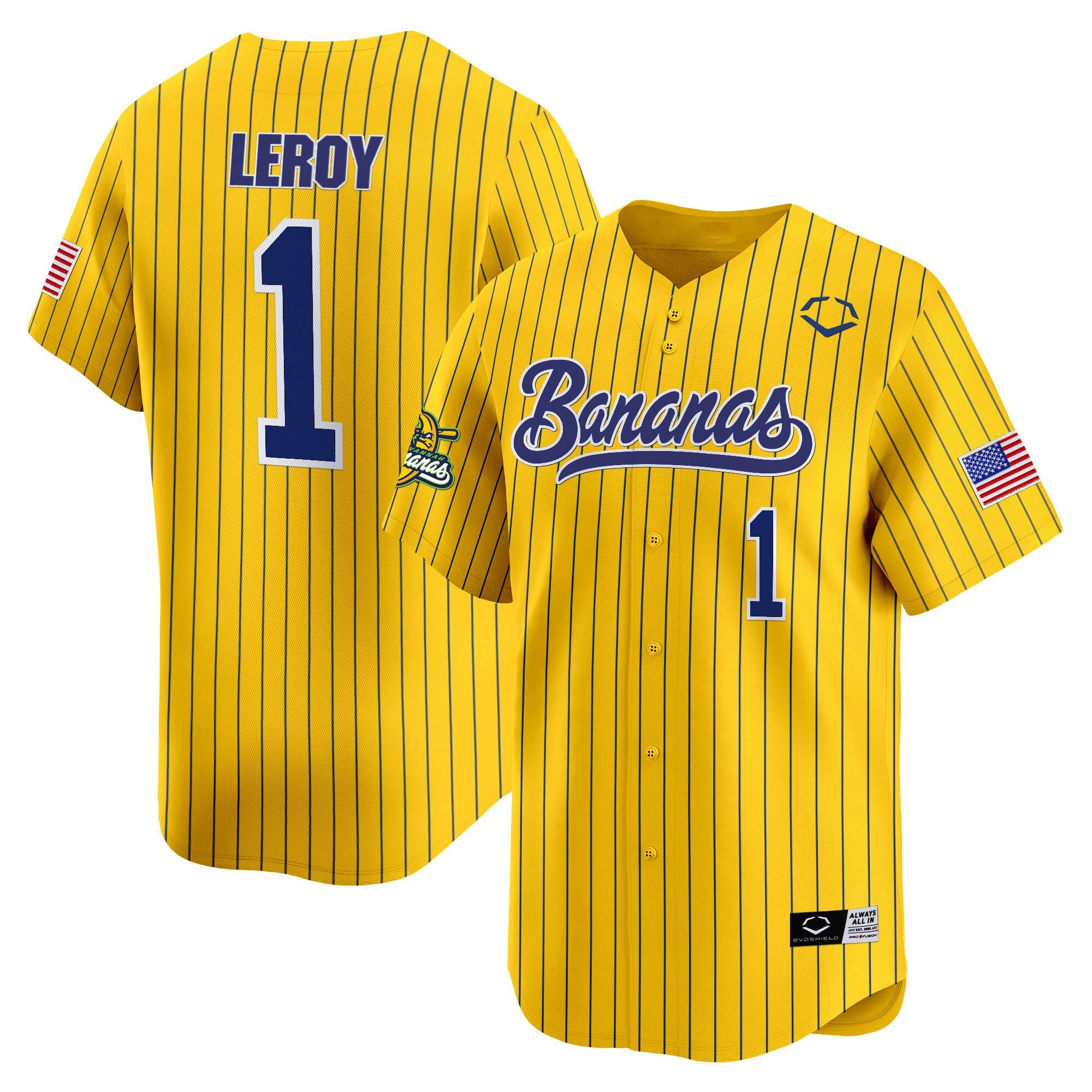 Men's Savannah Bananas Vapor Premier Limited Jersey - All stitched - Pinstripe, Bill LeRoy