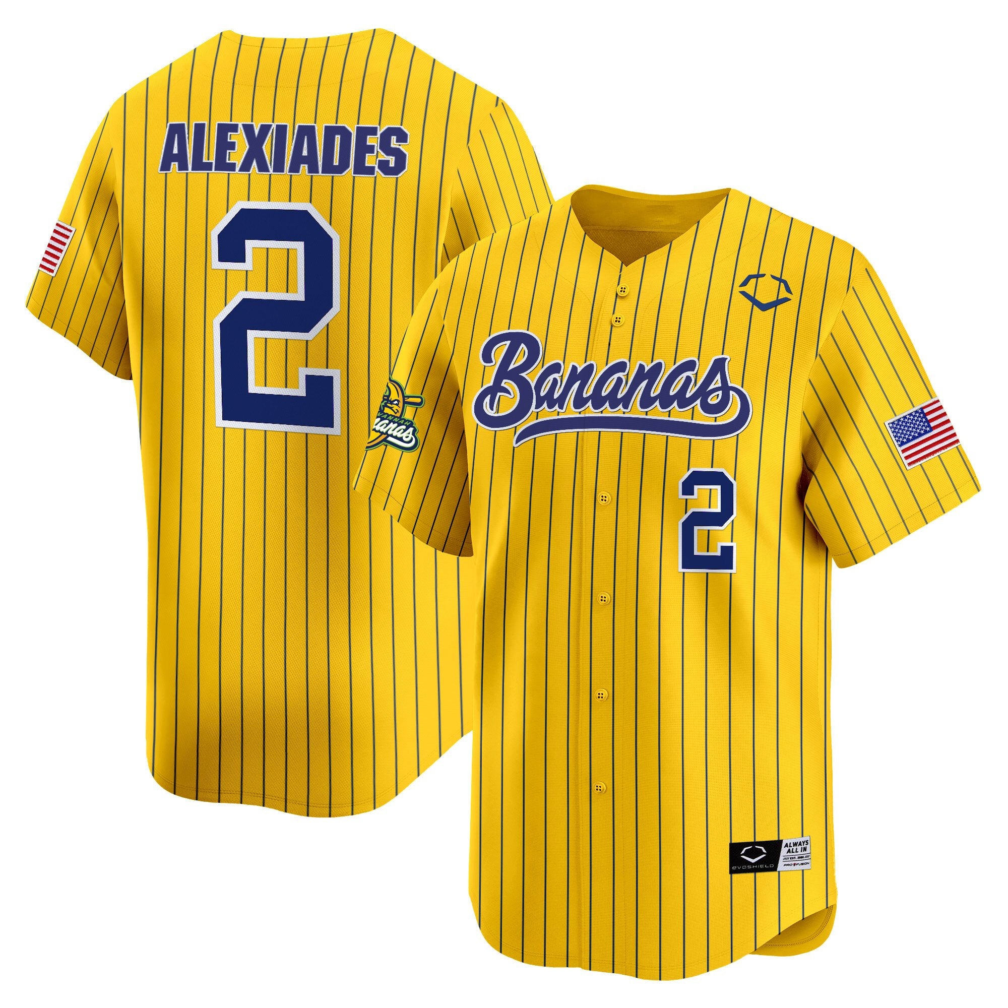 Men's Savannah Bananas Vapor Premier Limited Jersey - All stitched - Pinstripe, Reese Alexiades