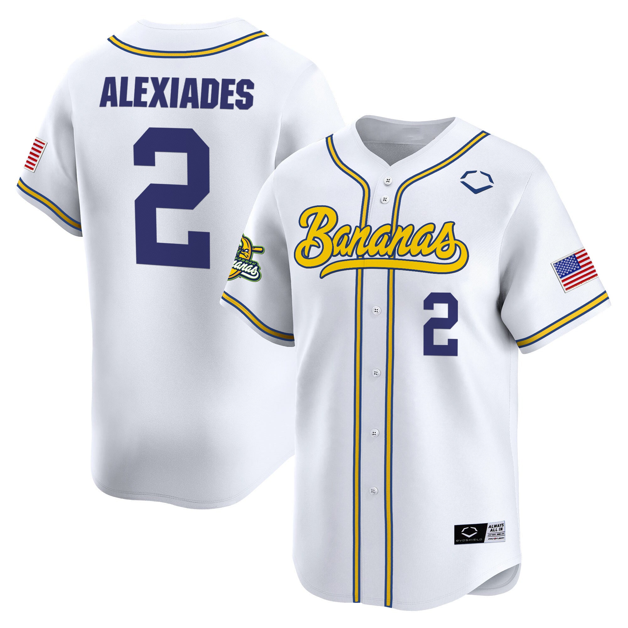 Men's Savannah Bananas Vapor Premier Limited Jersey - All stitched - White, Reese Alexiades