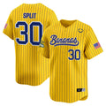 Men's Savannah Bananas Vapor Premier Limited Jersey - All stitched - Pinstripe, Savannah Bananas Split