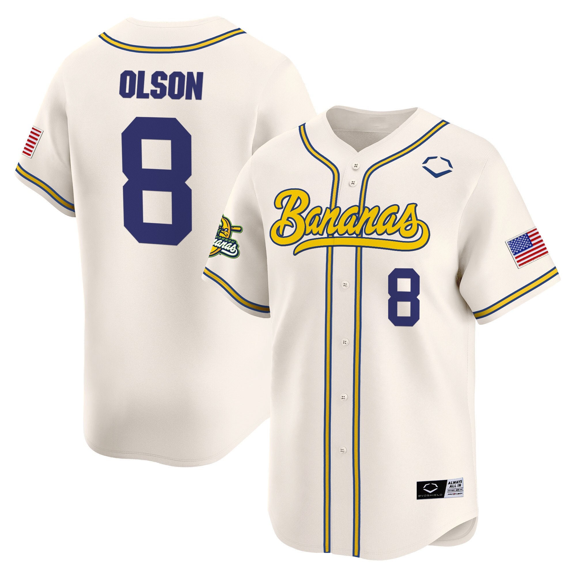 Men's Savannah Bananas Vapor Premier Limited Jersey - All stitched - Cream, Jackson Olson