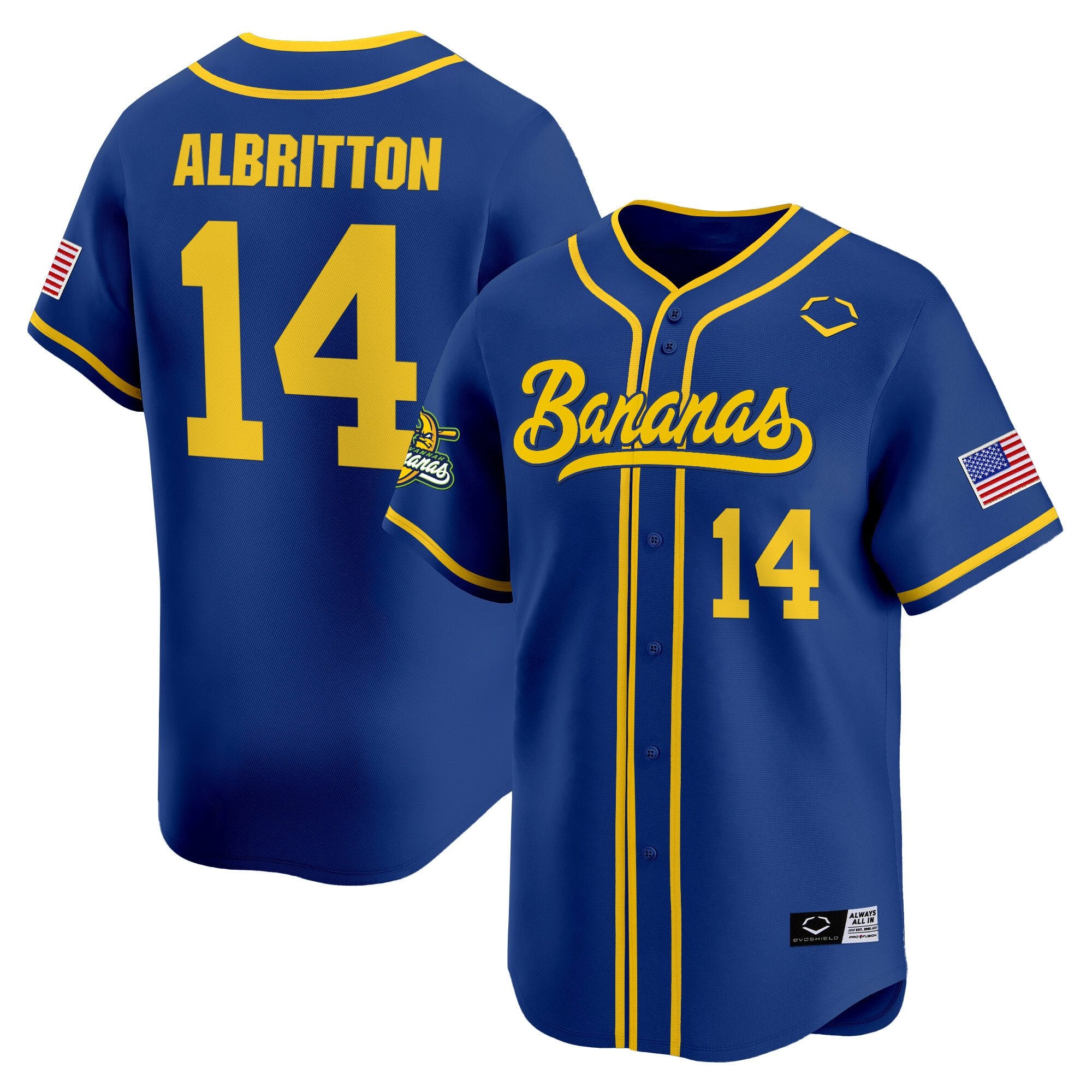 Men's Savannah Bananas Vapor Premier Limited Jersey - All stitched - Royal, Dakota Albritton