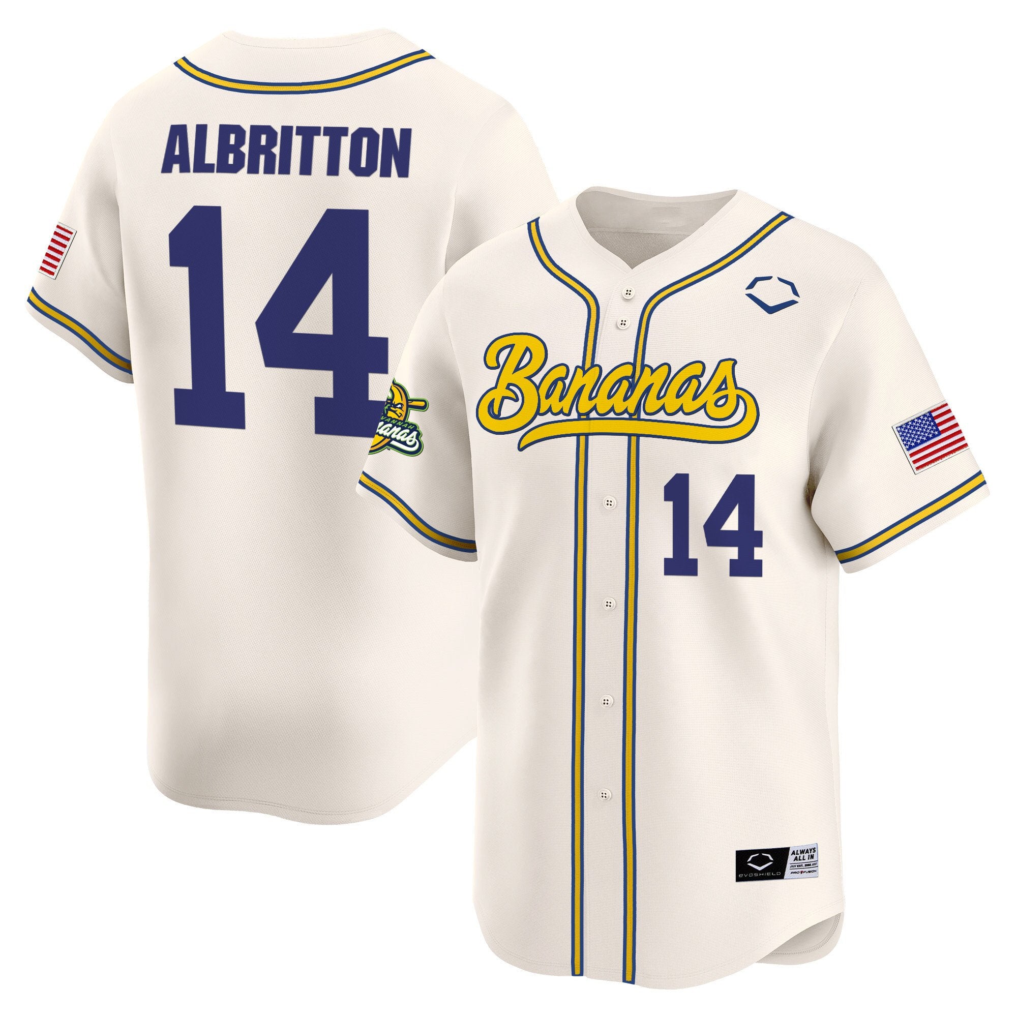 Men's Savannah Bananas Vapor Premier Limited Jersey - All stitched - Cream, Dakota Albritton