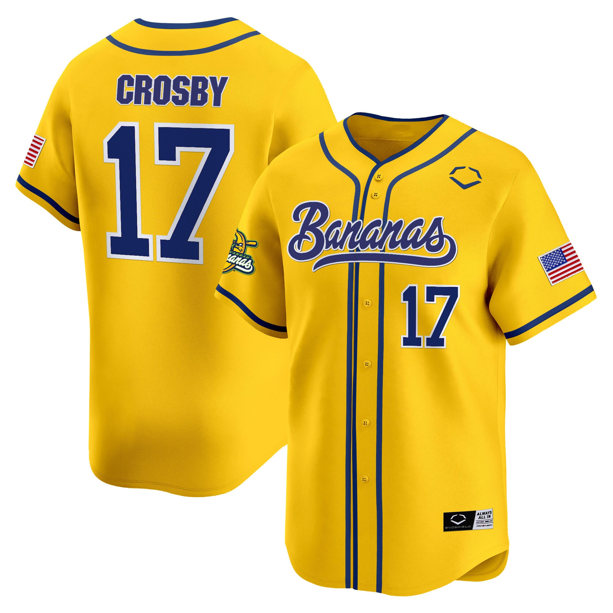 Men's Savannah Bananas Vapor Premier Limited Jersey - All stitched - Yellow, Brandon Crosby