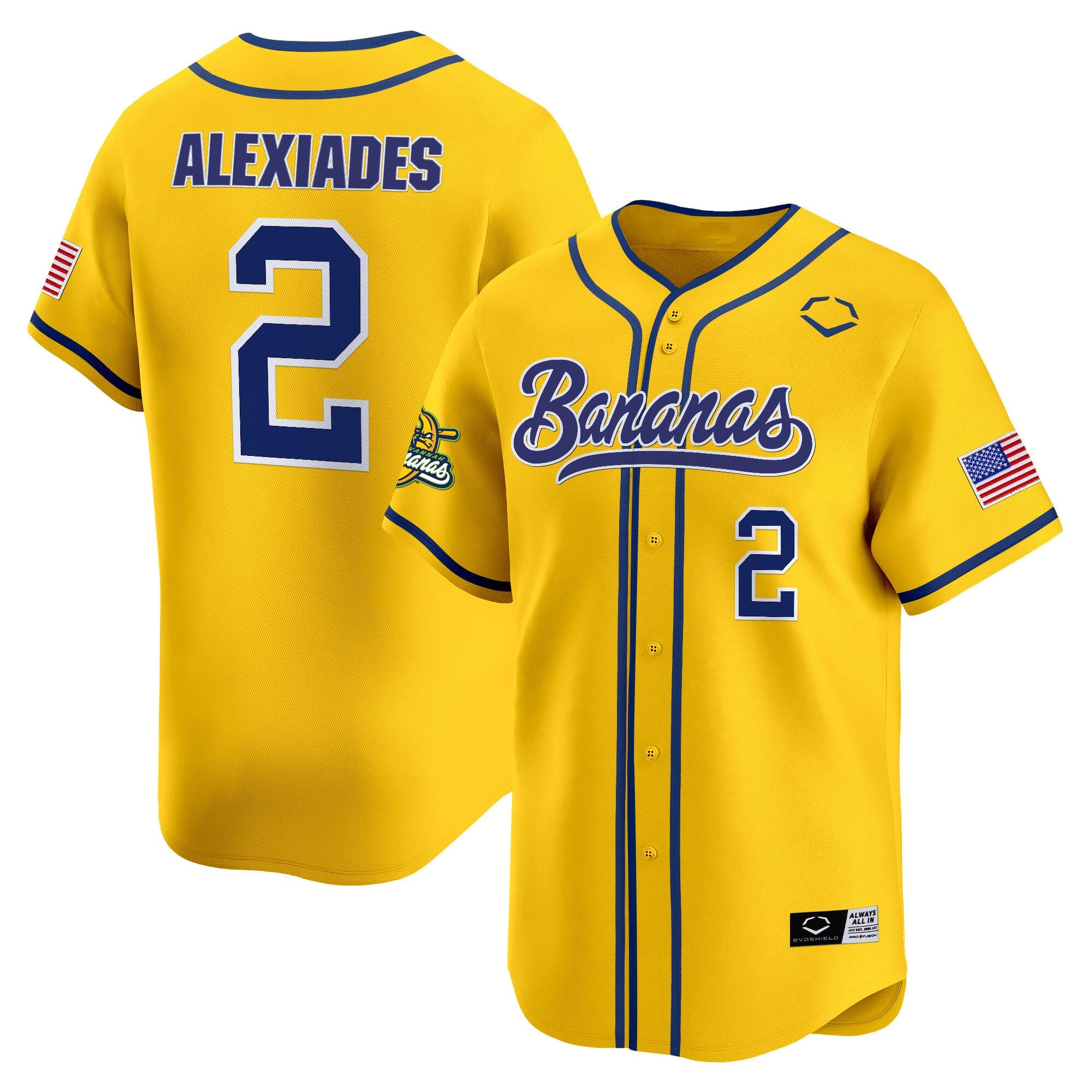 Men's Savannah Bananas Vapor Premier Limited Jersey - All stitched - Yellow, Reese Alexiades