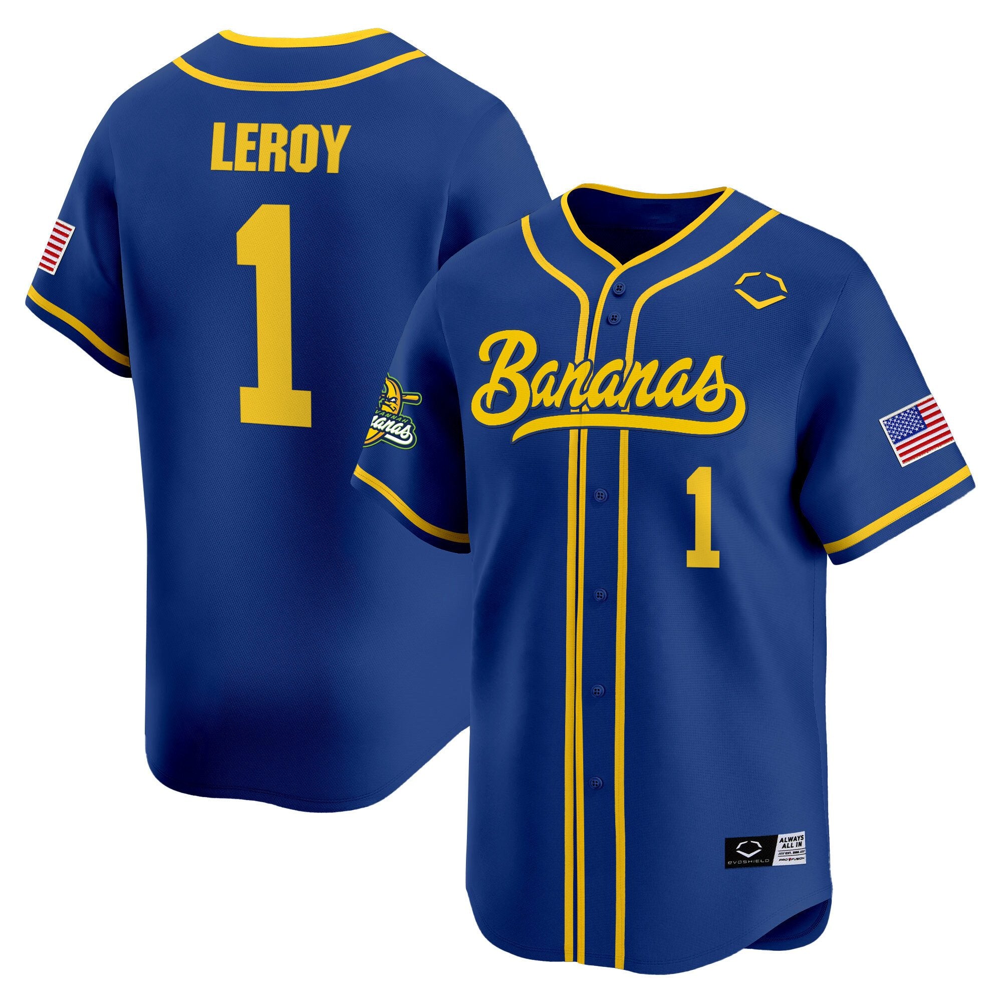 Men's Savannah Bananas Vapor Premier Limited Jersey - All stitched - Royal, Bill LeRoy