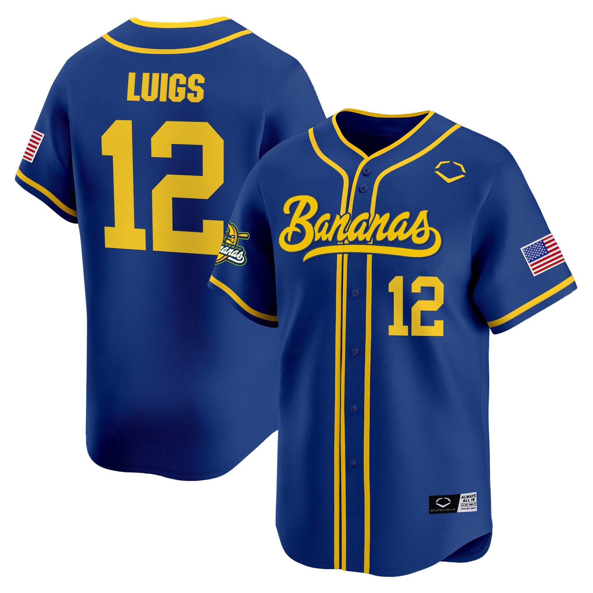 Men's Savannah Bananas Vapor Premier Limited Jersey - All stitched - Royal, Kyle Luigs
