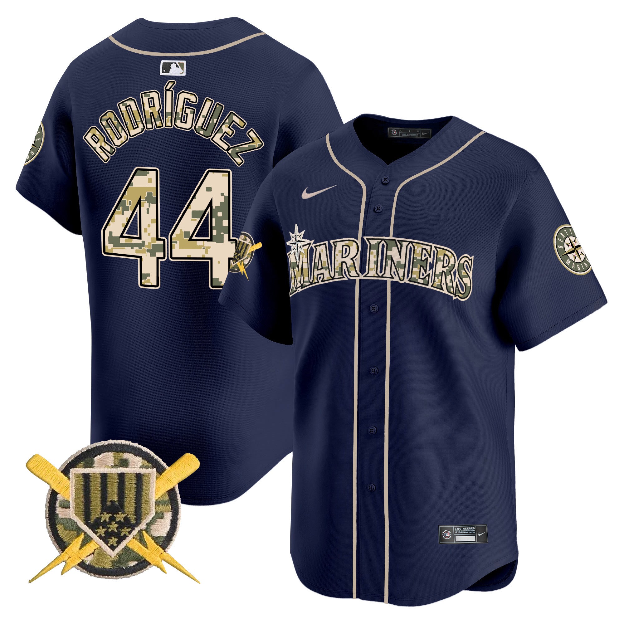 Men's Seattle Mariners Armed Forces Day Vapor Premier Limited Jersey - All Stitched - Navy, Julio Rodríguez