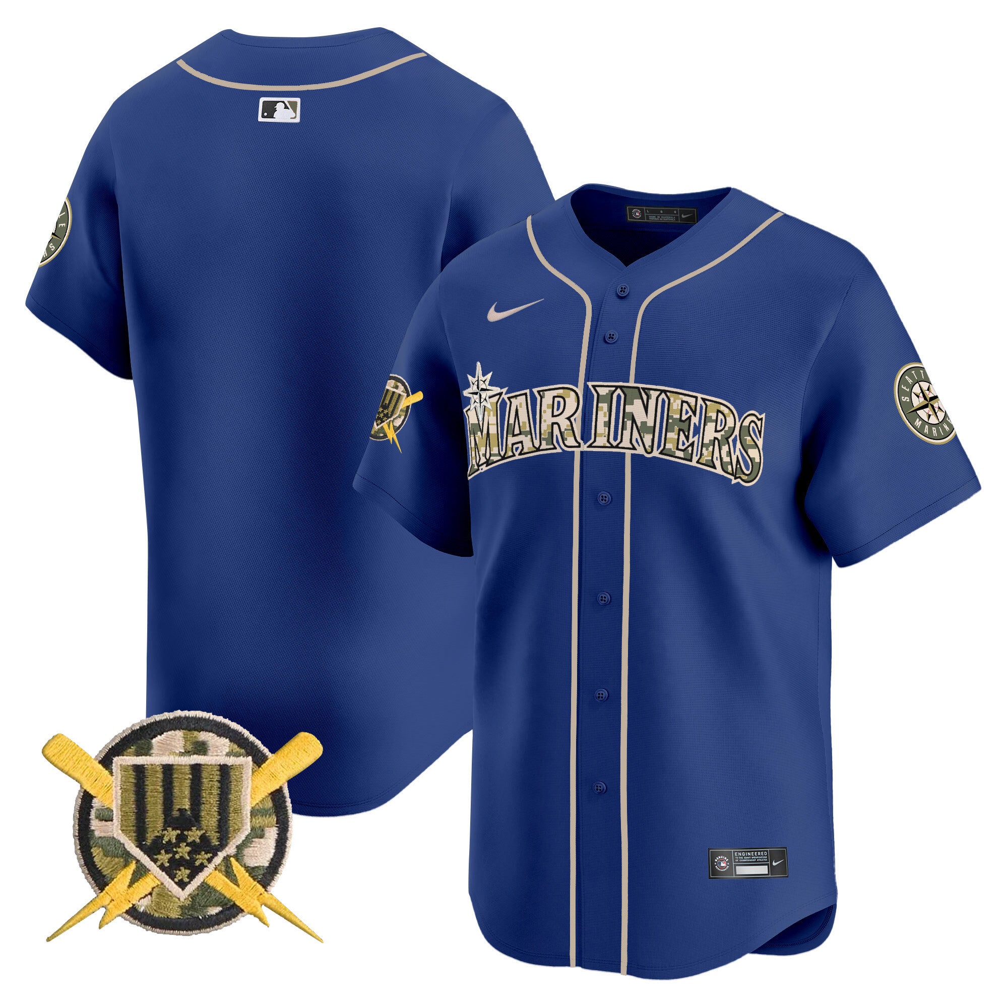 Men's Seattle Mariners Armed Forces Day Vapor Premier Limited Jersey - All Stitched - Royal, Team