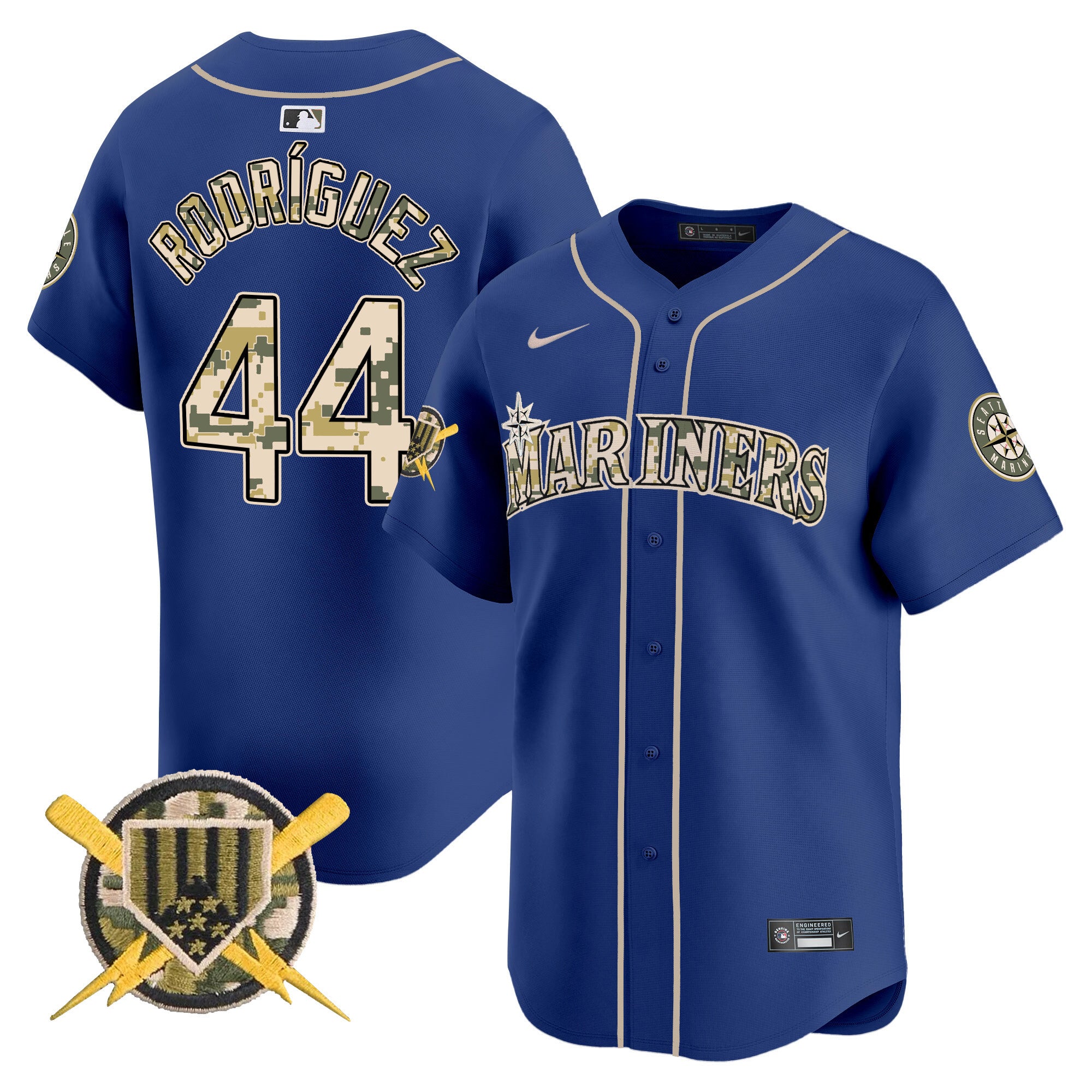 Men's Seattle Mariners Armed Forces Day Vapor Premier Limited Jersey - All Stitched - Royal, Julio Rodríguez