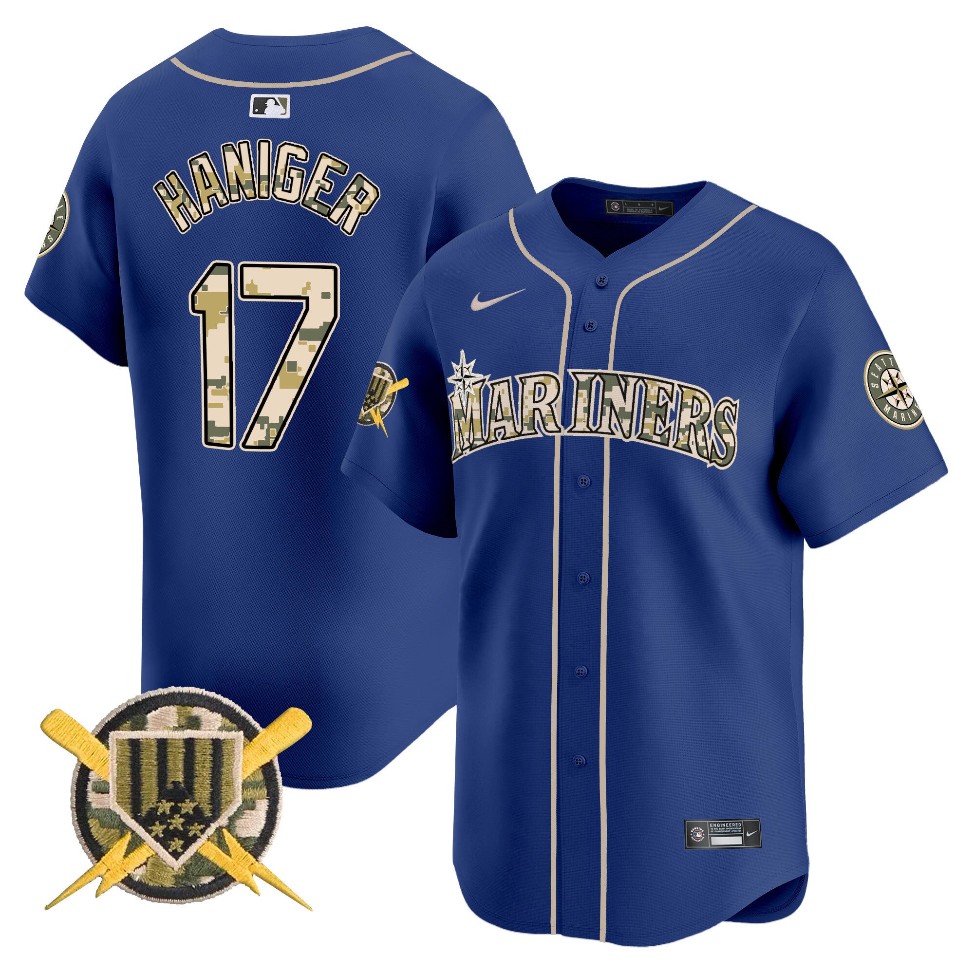 Men's Seattle Mariners Armed Forces Day Vapor Premier Limited Jersey - All Stitched - Royal, Mitch Haniger