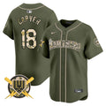 Men's Seattle Mariners Armed Forces Day Vapor Premier Limited Jersey - All Stitched - Green, Mitch Garver