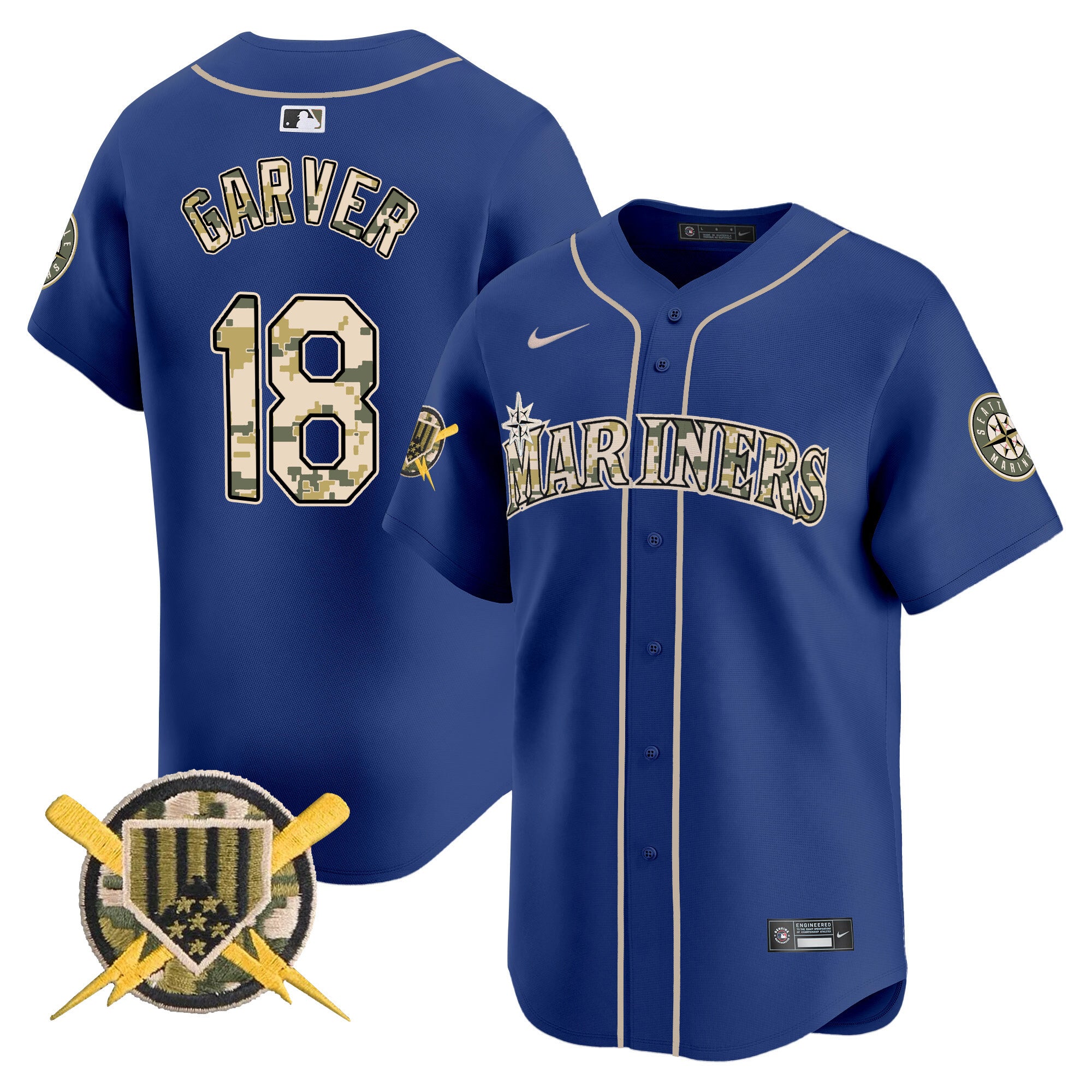 Men's Seattle Mariners Armed Forces Day Vapor Premier Limited Jersey - All Stitched - Royal, Mitch Garver