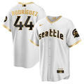 Men's Seattle Mariners City Connect Cool Base Jersey - All Stitched - White Gold, Julio Rodríguez