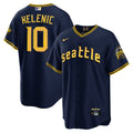 Men's Seattle Mariners City Connect Cool Base Jersey - All Stitched - Navy, Jarred Kelenic