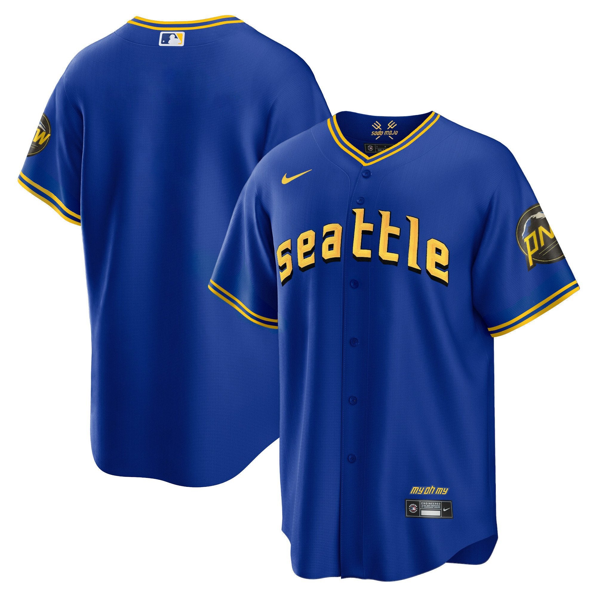 Men's Seattle Mariners City Connect Cool Base Jersey - All Stitched - Royal, Team